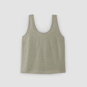 Everlane Women's Scoop Tank in Linen in Sage Green, Size 4